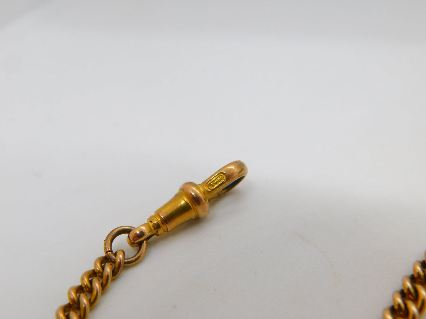 Victorian Rolled Gold Double Albert Watch Chain Antique c1890 Dog Clips & T-Bar