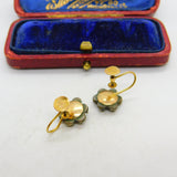 Austro-Hungarian 9ct Gold Bohemian Garnet Screw-Back Earrings Victorian