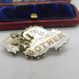 9ct Gold on Sterling Silver 'Mother' Sweetheart Brooch 1903 Birmingham Antique