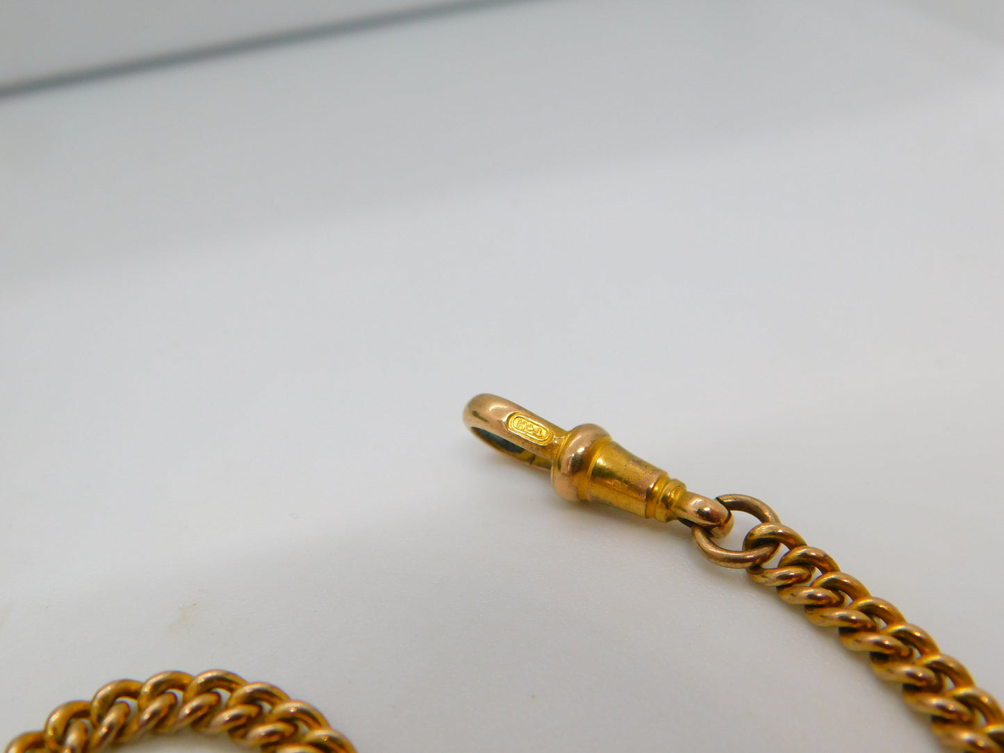 Victorian Rolled Gold Double Albert Watch Chain Antique c1890 Dog Clips & T-Bar