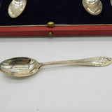 Boxed Set of Sterling Silver Teaspoons & Tongs Antique 1918 London Art Deco