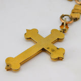 Victorian Aesthetic Rolled Gold 17th Century Style Cross Medal Necklace c1860