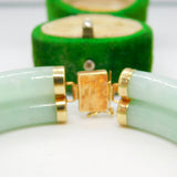 14ct Gold & Apple Green Jade Character Panel Bracelet Vintage 2001 Birmingham