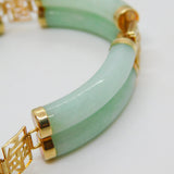 14ct Gold & Apple Green Jade Character Panel Bracelet Vintage 2001 Birmingham