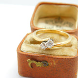 9ct Yellow Gold & 0.2ct Diamond Crossover Ring Vintage c1980 Birmingham