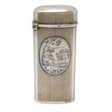 19th Century French Silver & Niello Enamel Shooting Interest Vesta Case Antique