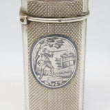 19th Century French Silver & Niello Enamel Shooting Interest Vesta Case Antique