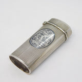 19th Century French Silver & Niello Enamel Shooting Interest Vesta Case Antique