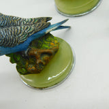Boxed Asprey & Co Cold Painted Spelter, Onyx & Chrome Budgie Place Settings Antique c1920