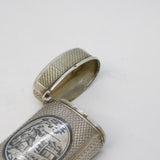 19th Century French Silver & Niello Enamel Shooting Interest Vesta Case Antique