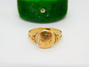 George IV 18ct Yellow Gold 'From My Mother' Mourning Signet Ring Antique c1830