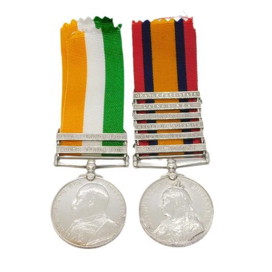 Boer War South Africa Pair of Medals Kings Rifle Brigade Pte Turner Antique