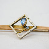 Edwardian 9ct Gold, White Enamel & Topaz Floral Bar Brooch Antique