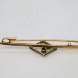 Edwardian 9ct Gold, White Enamel & Topaz Floral Bar Brooch Antique