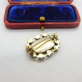 Georgian 9ct Gold Mourning Brooch with Hair Weave & Emerald Paste c1810 Antique