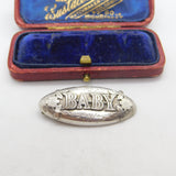 Victorian Sterling Silver 'Baby' Christening Brooch 1876 Birmingham Antique