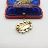Georgian 9ct Gold Mourning Brooch with Hair Weave & Emerald Paste c1810 Antique