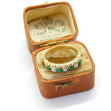 14ct Yellow Gold, Turquoise & Pearl Set Half Eternity Ring Antique c1930 Deco