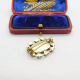 Georgian 9ct Gold Mourning Brooch with Hair Weave & Emerald Paste c1810 Antique