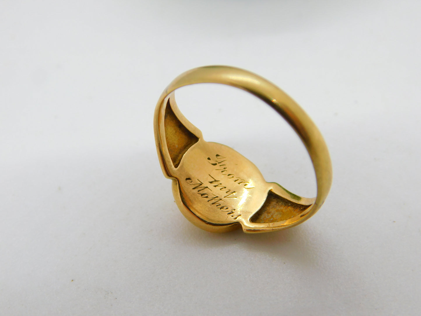 George IV 18ct Yellow Gold 'From My Mother' Mourning Signet Ring Antique c1830