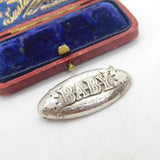 Victorian Sterling Silver 'Baby' Christening Brooch 1876 Birmingham Antique