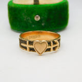 Victorian 9ct Gold 'Faith, Hope, Charity' Hair Weave Mourning Ring Antique 1893