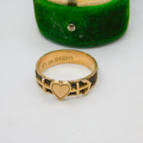 Victorian 9ct Gold 'Faith, Hope, Charity' Hair Weave Mourning Ring Antique 1893