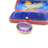 Georgian 9ct Yellow Gold & Faceted Amethyst Brooch Antique c1810 Seal Back