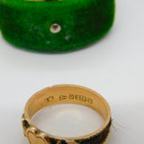 Victorian 9ct Gold 'Faith, Hope, Charity' Hair Weave Mourning Ring Antique 1893