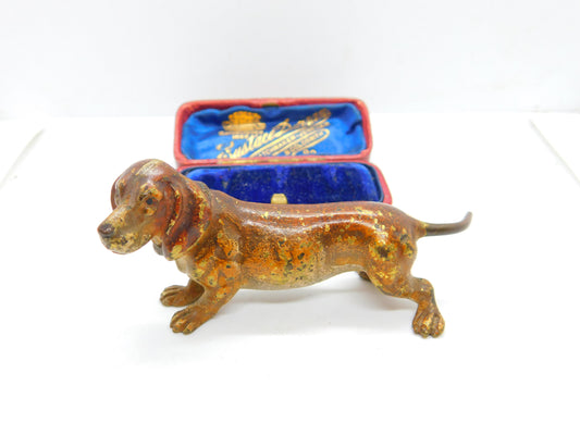 Victorian Cold Painted Vienna Bronze Dachshund Dog Sculpture Antique c1860