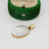 Victorian 18ct Yellow Gold Cabochon Moonstone Drop Pendant Antique c1880