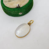 Victorian 18ct Yellow Gold Cabochon Moonstone Drop Pendant Antique c1880