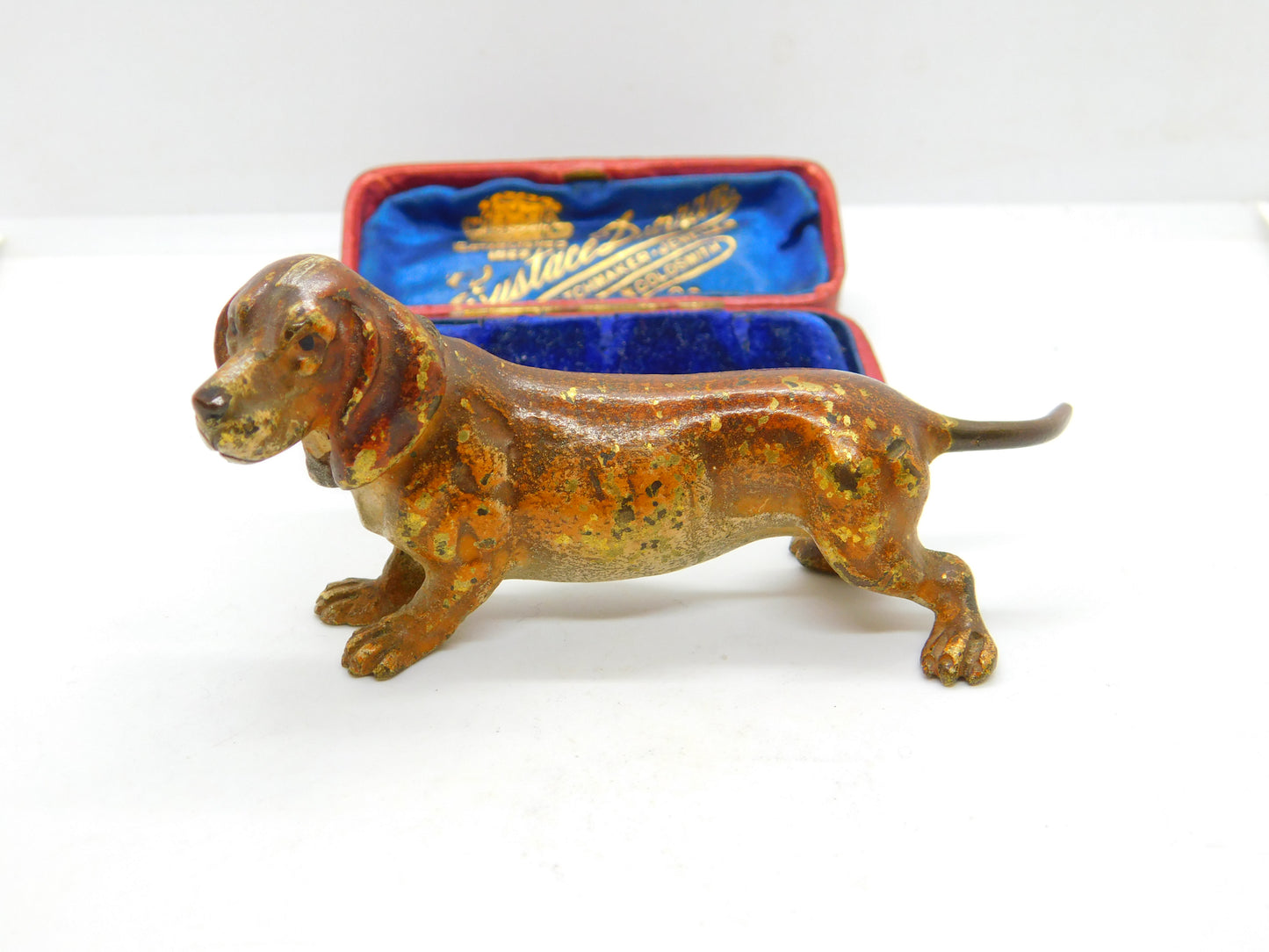 Victorian Cold Painted Vienna Bronze Dachshund Dog Sculpture Antique c1860