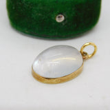 Victorian 18ct Yellow Gold Cabochon Moonstone Drop Pendant Antique c1880