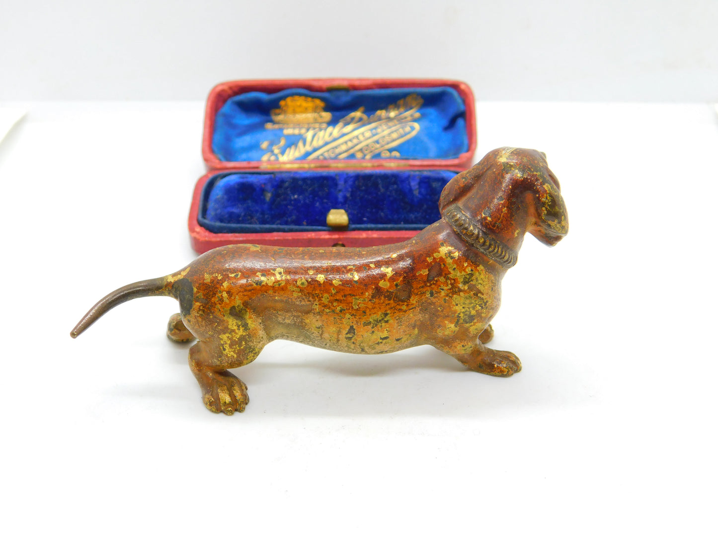 Victorian Cold Painted Vienna Bronze Dachshund Dog Sculpture Antique c1860