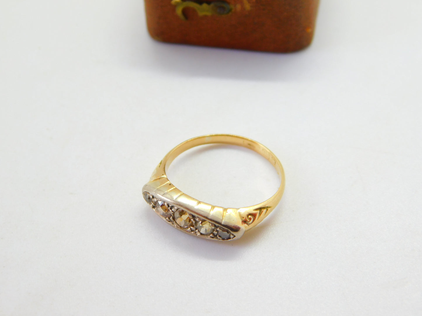 Edwardian 18ct Gold 0.5ct Natural Yellow Diamond Boat Ring c1910 London Antique