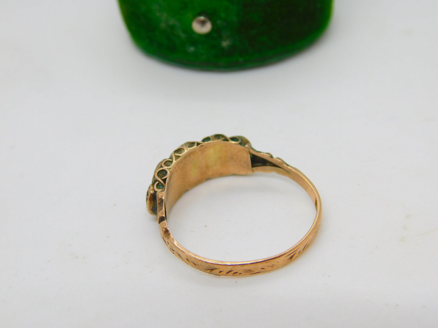 Edwardian 9ct Gold & Almandine Garnet Five-Stone Ring Antique 1908 Birmingham