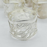 Set of Six Sterling Silver Floral Pattern Napkin Ring 1993 Vintage Birmingham