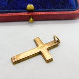 Edwardian 9ct Yellow Gold Floral Pattern Cross Crucifix Antique c1910