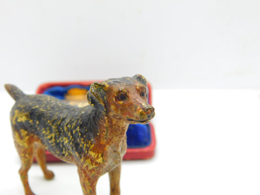 Victorian Cold Painted Vienna Bronze Terrier Dog Sculpture Antique c1860