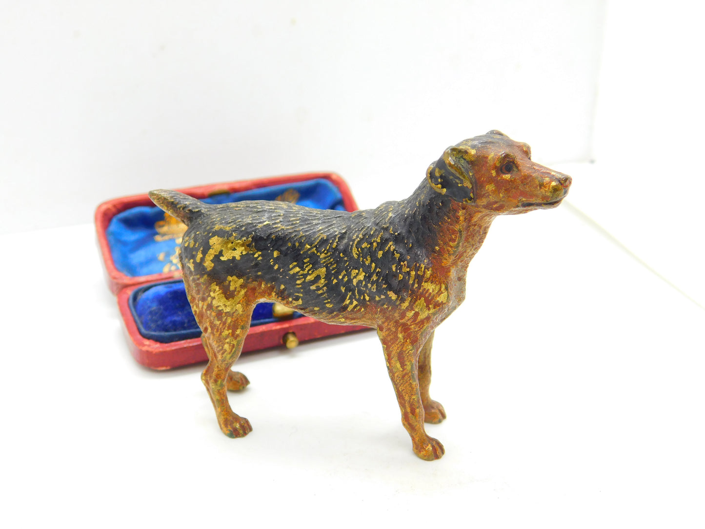 Victorian Cold Painted Vienna Bronze Terrier Dog Sculpture Antique c1860