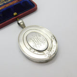 Large Victorian Sterling Silver Buckle Double Locket Antique 1879 Birmingham