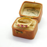 18ct Yellow Gold, Ruby & Diamond Victorian Style Boat Ring c1920 Antique