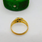 Victorian 18ct Gold, Pearl, Ruby, Diamond & Turquoise Double Band Ring Antique c1860