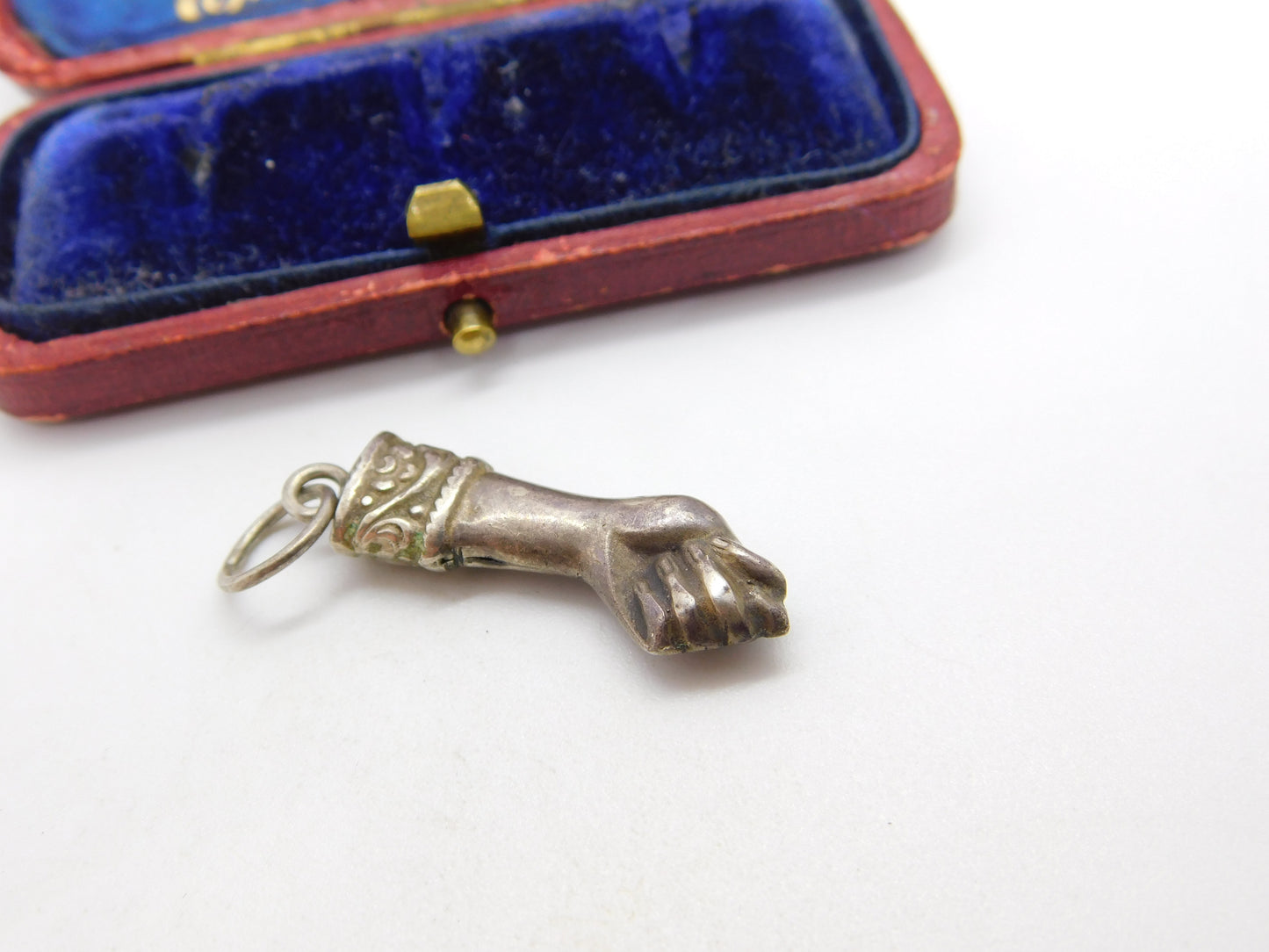 Victorian Sterling Silver Figa Hand Charm or Pendant Antique c1880