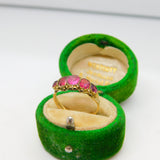 Victorian 12ct Yellow Gold Pink Paste Five-Stone Dress Ring 1871 Birmingham
