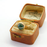 10ct Yellow Gold Cabochon Moss Agate Dress Ring Antique c1930 Art Deco