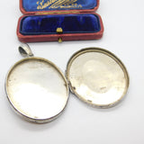 Large Victorian Sterling Silver Buckle Double Locket Antique 1879 Birmingham