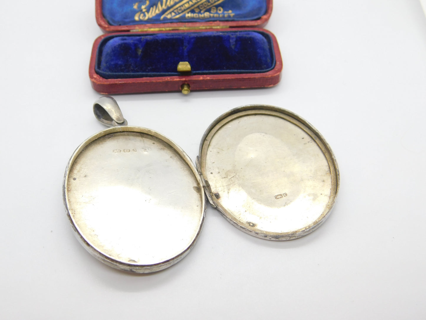 Large Victorian Sterling Silver Buckle Double Locket Antique 1879 Birmingham