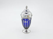 Edwardian Sterling Silver Blue Glass Lined Sugar Caster Antique 1905 London